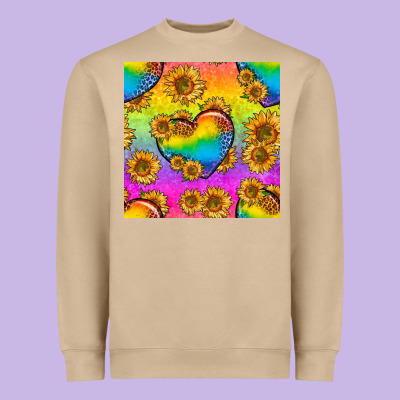 Pride Lgbtq Leopard Hearts And Sunflowers Seamless Heavyweight Sweatshirt Designed By Bundleandbundleshop