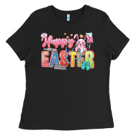 Black Happy Easter Nurse Ladies Tee - LillyAllenDesigns