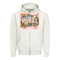Oatmeal Heather Easter Nurse Zipper Hoodie - LillyAllenDesigns