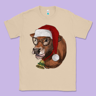 Christmas Glasses Heifer Classic Tee Designed By Ranaportraitstore