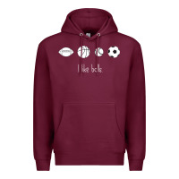 Burgundy Funny Sports Balls Gag Gift Premium Hoodie - lanVoArt