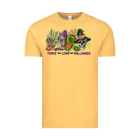 Vintage Mustard Peace love Halloween Vintage Tee - NancyCooperArtShop