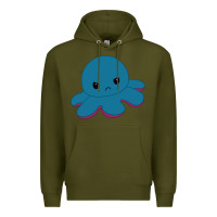 Army Green angry blue moody reversible octopus Premium Hoodie - lanVoArt