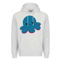 Dove Grey angry blue moody reversible octopus Premium Hoodie - lanVoArt