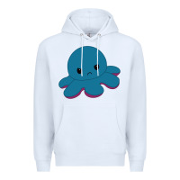 White angry blue moody reversible octopus Premium Hoodie - lanVoArt