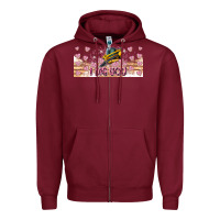 Burgundy I Dig You Valentine 16oz Zipper Hoodie - CowhideDigitalArt