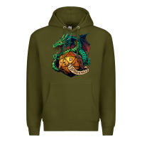 Army Green dragon and a d20 Premium Hoodie - lanVoArt