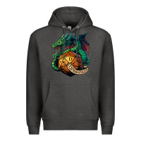 Charcoal Heather dragon and a d20 Premium Hoodie - lanVoArt