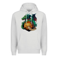 Dove Grey dragon and a d20 Premium Hoodie - lanVoArt