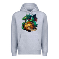 Heather Grey dragon and a d20 Premium Hoodie - lanVoArt