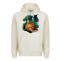 Oatmeal Heather dragon and a d20 Premium Hoodie - lanVoArt