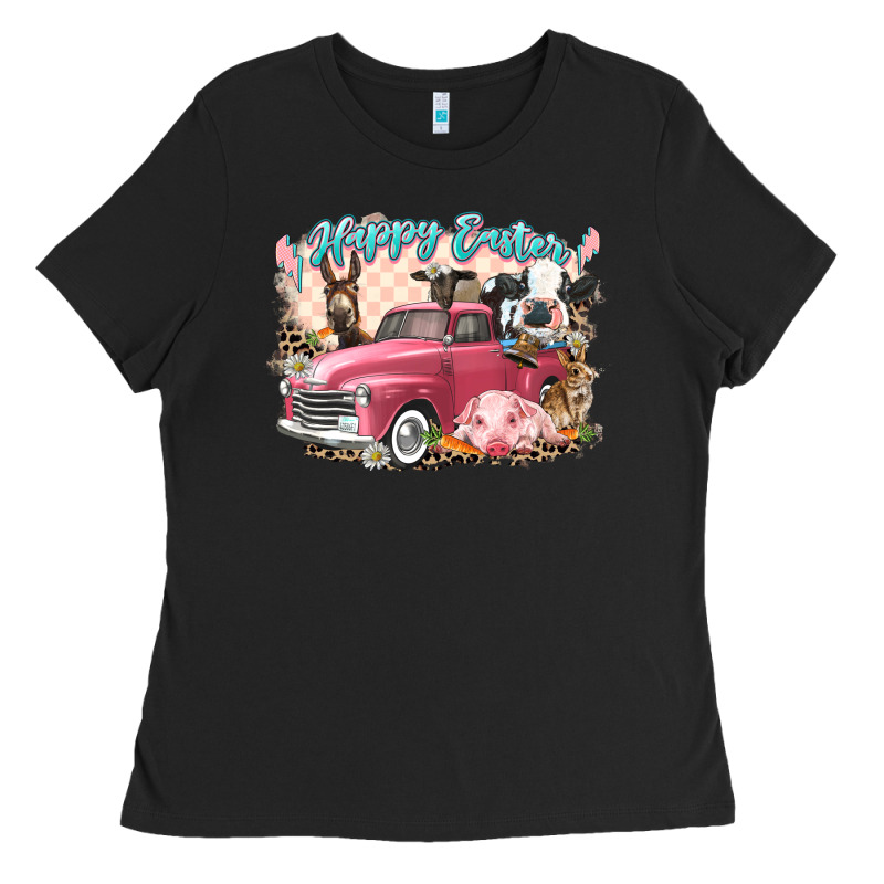 Happy Easter Truck With Easter Farm Animals Ladies Tee by LillyAllenDesigns | Teevron