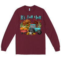 Burgundy its fall yall Long Sleeve Tee - CowGirlArtShop