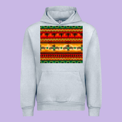 Thunderbird Bullskull Aztec Pattern Urban Hoodie Designed By Barkaloodesign