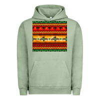 Pigment Oil Green thunderbird bullskull Aztec pattern Urban Hoodie - BarkalooDesign