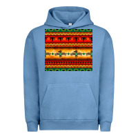 Pigment Pebble Blue thunderbird bullskull Aztec pattern Urban Hoodie - BarkalooDesign