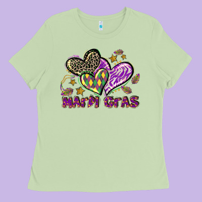 Mardi Gras Heart Ladies Tee Designed By Lillyallendesigns