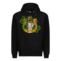 Black st patricks day goat horseshoe shamrock Premium Hoodie - RanaPortraitStore