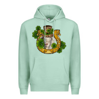 Seafoam st patricks day goat horseshoe shamrock Premium Hoodie - RanaPortraitStore