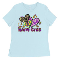 Baby Blue Mardi Gras heart Ladies Tee - LillyAllenDesigns