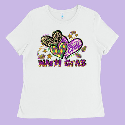 Mardi Gras Heart Ladies Tee Designed By Lillyallendesigns