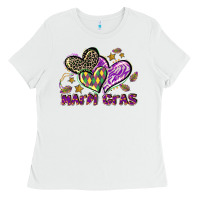 White Mardi Gras heart Ladies Tee - LillyAllenDesigns