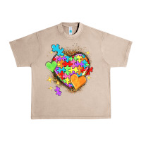 French Oak Autism hearts Urban Heavy Tee - NancyCooperArtShop