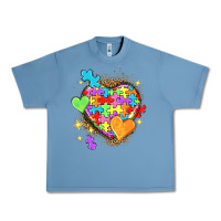 Pebble Blue Autism hearts Urban Heavy Tee - NancyCooperArtShop