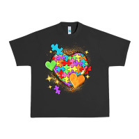 Pigment Black Autism hearts Urban Heavy Tee - NancyCooperArtShop
