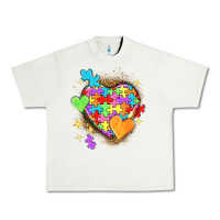 Pistachio Autism hearts Urban Heavy Tee - NancyCooperArtShop