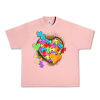 Salmon Autism hearts Urban Heavy Tee - NancyCooperArtShop