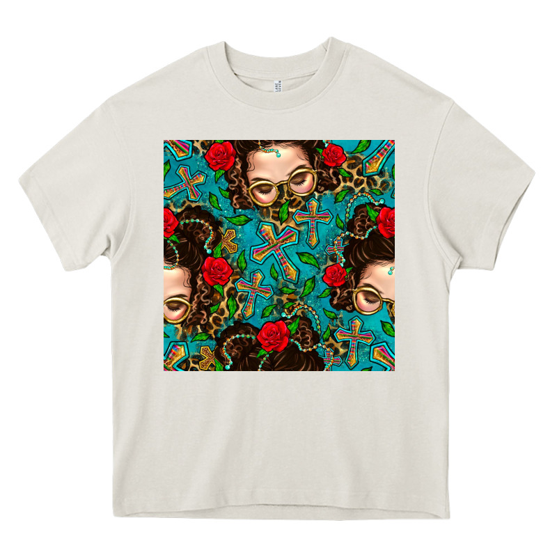 Messy Bun Mom And Cross With Leopard Patterns Heavy Core Tee by BundleAndBundleShop | Teevron