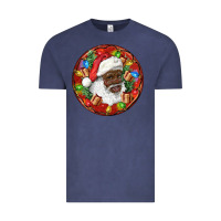 Vintage Denim Black Santa Christmas Vintage Tee - RanaPortraitStore