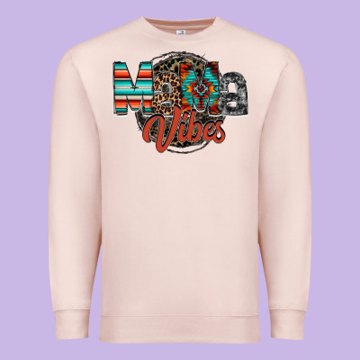 Mama Vibes Premium Sweatshirt Designed By Racoondesign