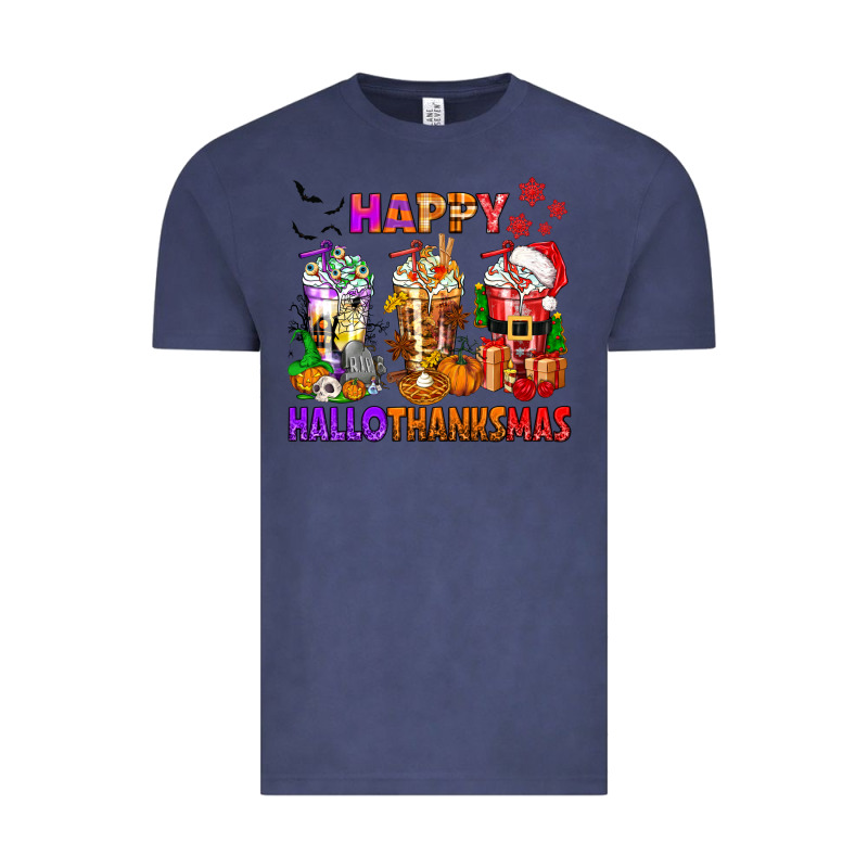 Happy Hallothanksmas Coffee Cups Vintage Tee by texasbilliewilder | Teevron