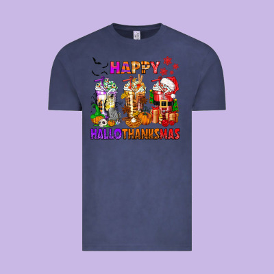 Happy Hallothanksmas Coffee Cups Vintage Tee Designed By Texasbilliewilder