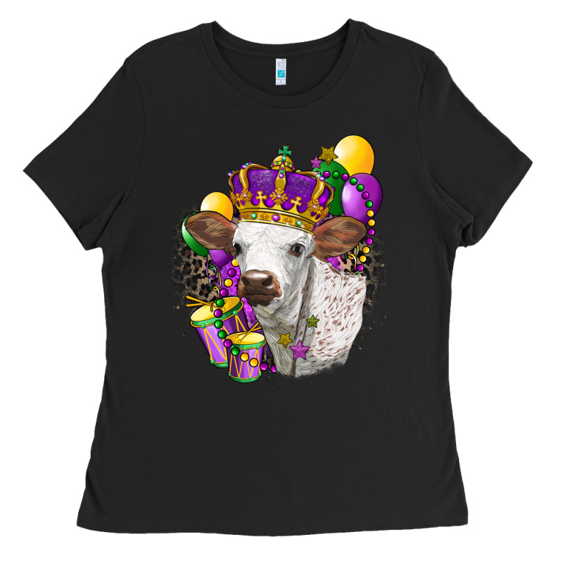 Mardi Gras Longhorn Calf Ladies Tee by LillyAllenDesigns | Teevron