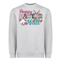Heather Grey Happy Easter Y'all Heavyweight Sweatshirt - BundleAndBundleShop