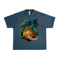 Midnight Navy dragon and a d20 Urban Heavy Tee - lanVoArt