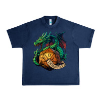 Navy dragon and a d20 Urban Heavy Tee - lanVoArt