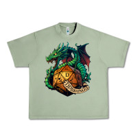 Oil Green dragon and a d20 Urban Heavy Tee - lanVoArt