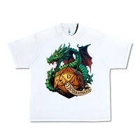 White dragon and a d20 Urban Heavy Tee - lanVoArt