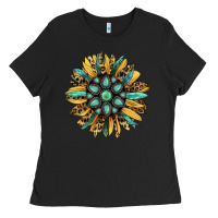 Black Gemstone Sunflower Ladies Tee - RanaPortraitStore