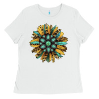 White Gemstone Sunflower Ladies Tee - RanaPortraitStore