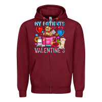 Burgundy My Patients is Valentines Zipper Hoodie - CowhideDigitalArt