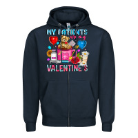 Navy My Patients is Valentines Zipper Hoodie - CowhideDigitalArt