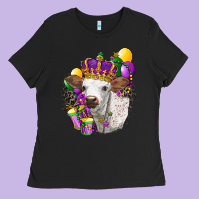 Mardi Gras Longhorn Calf Ladies Tee Designed By Lillyallendesigns