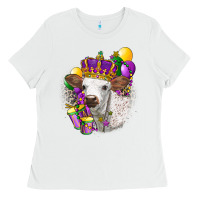 White Mardi Gras Longhorn Calf Ladies Tee - LillyAllenDesigns