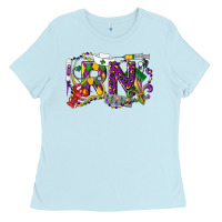 Baby Blue RN Registered Nurse Mardi Gras Ladies Tee - LillyAllenDesigns