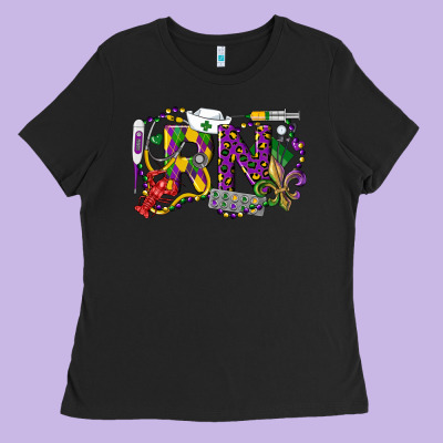Rn Registered Nurse Mardi Gras Ladies Tee Designed By Lillyallendesigns